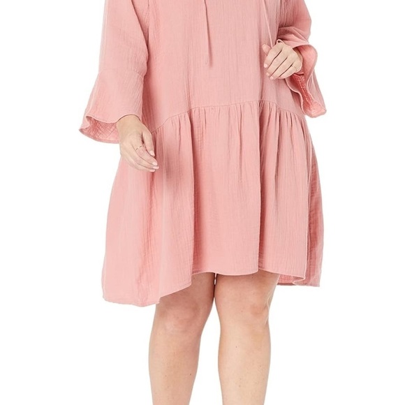 The Drop Women's Summer Gauze Bell Sleeve Mini Dress Size Small Color Rosette - Picture 5 of 14